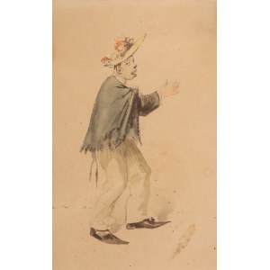 Franciszek Kostrzewski (1826 Warschau - 1911 dort), Mann mit geblümtem Hut