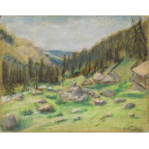 Władysław Serafin (1905 Kraków - 1988 dort), Berglandschaft mit Hütten, 1952.