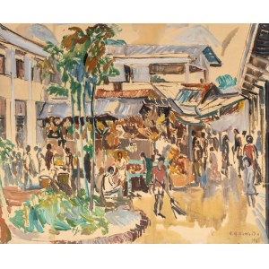 Antoni Kawałko (1938 Majdan Ruszowski - 2015 Kraków), Bazar w Dżakarcie-Tjikni, 1966 r.