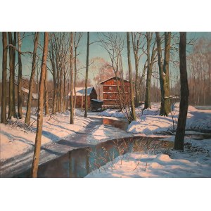 Wojciech Piekarski, Winter Landscape With a Mill, 2018