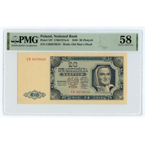 20 złotych 1948 - seria CH PMG 58