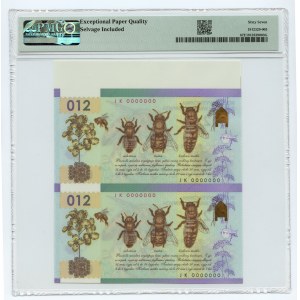 PWPW, Honigbiene 012 Blatt mit 2 Stück - Serie JK 0000000 - PMG 67 EPQ