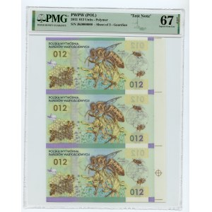 PWPW, Honeybee 012 sheet of 3 pieces - JK series 0000000 - PMG 67 EPQ