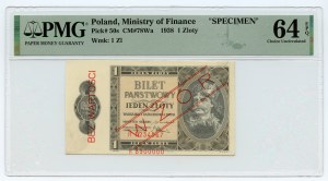 1 złoty 1938 - WZÓR/SPECIMEN - seria H - PMG 64 EPQ