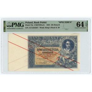 20 złotych 1931 - WZÓR/SPECIMEN - seria AT PMG 64 EPQ