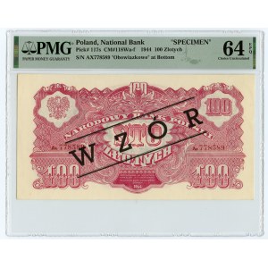 100 Zloty 1944 ...owe - Serie Ax - Abgebildet im Katalog von Czesław Miłczak - WZÓRSPECIMEN