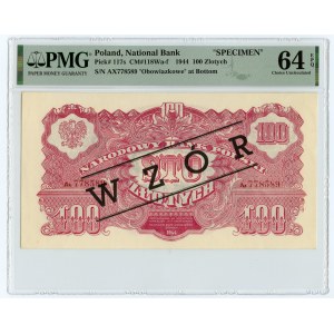 100 złotych 1944 ...owe - seria Ax - Ilustrowany w katalogu Czesława Miłczaka - WZÓRSPECIMEN