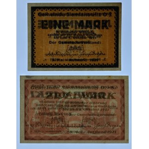 Siemianowice, zestaw bonów 1 i 2 marki z roku 1921