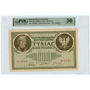 1000 marek polskich 1919 (majowe) - najrzadsza odmiana z podwójnym Nr - PMG 50