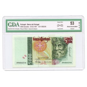 PORTUGAL - 5.000 Escudos 1998 Banknote Design Czesław Słania