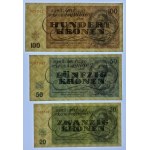 CZECHY - Teresin GETTO 1-100 koron 1943 - komplet 7sztuk