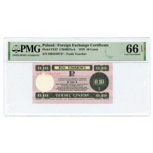PEWEX 10 centów 1979 (mały) seria HB - PMG 66 EPQ - 2-ga max nota