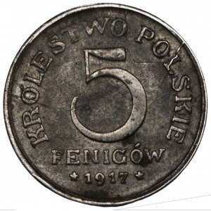 Königreich Polen - 5 Fenig 1917 - zerbrochene Marke