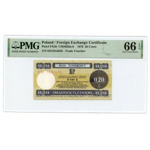PEWEX 20 centów 1979 (mały) seria HN - PMG 66 EPQ - 2-ga max nota