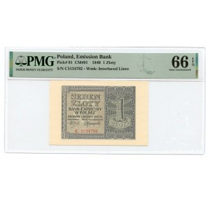 1 złoty 1940 - seria C - PMG 66 EPQ