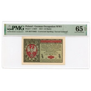 1/2 polnische Marke 1916 - Allgemeine Serie B - PMG 65 EPQ