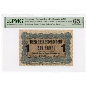 Poznań/Posen - 1 rubel 1916 - klauzula ...nabywa... mała czcionka - PMG 65 EPQ