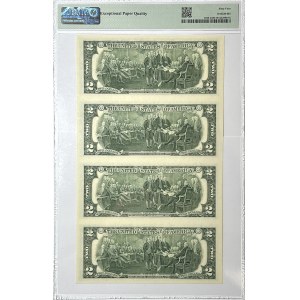 US $2 2003 - Blatt mit 4 Banknoten - PMG 64 EPQ