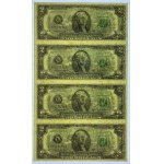 US $2 2003 - Blatt mit 4 Banknoten - PMG 64 EPQ
