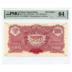 100 złotych 1944 ...owym - WZÓR - seria AC - PMG 64