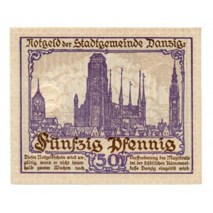 Wolne Miasto Gdańsk, 50 fenigów (pfennig) 1919, Gdańsk