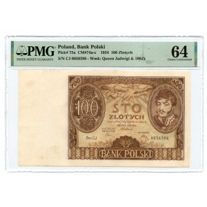 100 złotych 1932- seria C.J. - PMG 64