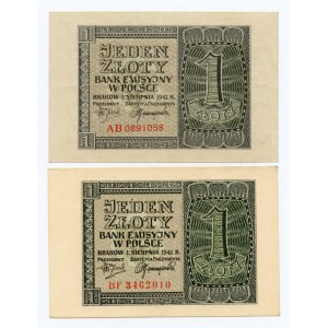 1 złoty 1941 - seria BF i seria AB - set 2 sztuki