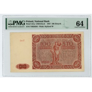 100 złotych 1947 - seria F - PMG 64