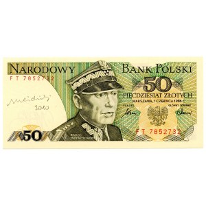 50 złotych 1986 - seria FT - autograf autora projektu p. Andrzeja Heidricha - RZADKOŚĆ