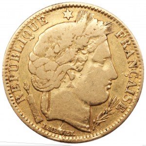 FRANCJA - 10 franków 1851 - Au 900, waga3,17 g.