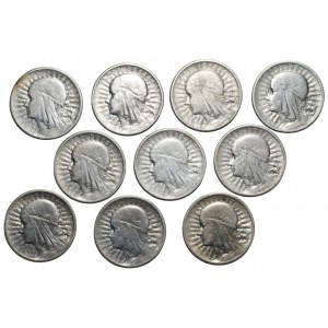 2 złote (1933-1934) Głowa Kobiety - Zestaw 10 sztuk monet