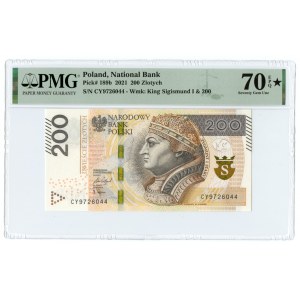 200 zloty 2021 - CY series - PMG 70 EPQ ★ - MAX NOTA
