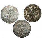 10 złotych 1932 Głowa Kobiety - zestaw 3 sztuk monet