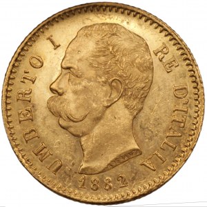 ITALIEN - 20 Lire 1882 - Au 900, Gewicht 6,44 g.
