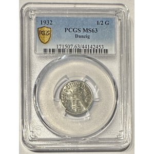 Wolne MIasto Gdańsk - 1/2 guldena 1932 - PCGS MS63