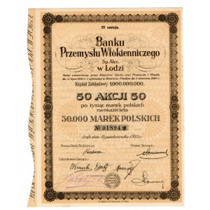 Bank Przemysłu Włókienniczego w Łodzi - 50 x 1.000 mkp 1923 - IV emisja