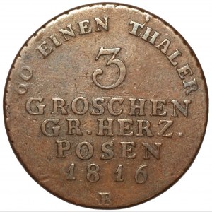 Grand Duchy of Posen - 3 pennies 1816 (B) Wroclaw