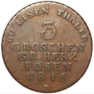 Großherzogtum Posen - 3 grosze 1816 (B) Wrocław