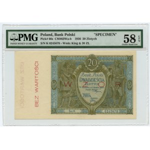 20 złotych 1926 - seria K - WZÓR/SPECIMEN - PMG 58 EPQ