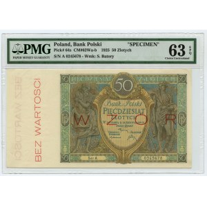 50 złotych 1925 - seria A - WZÓR/SPECIMEN - PMG 63 EPQ