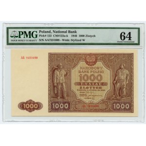 1000 Zloty 1946 - Serie AA - PMG 64