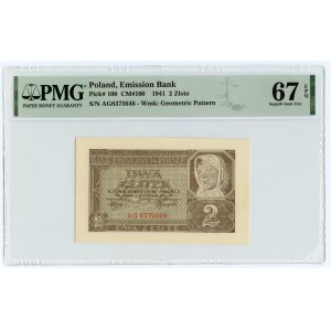 2 złote 1941 - seria AG - PMG 67 EPQ - MAX NOTA