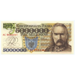 REPLICATION - 5,000,000 zloty 1995 - series AC 0006461 - signature of designer Andrzej Heidrich