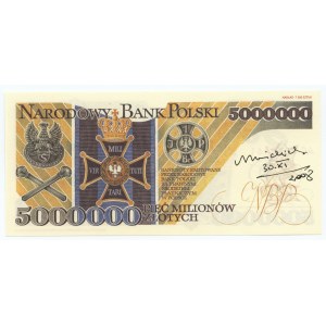 REPLIKA - 5.000.000 złotych 1995 - seria AC 0006461 - podpis projektanta Andrzeja Heidricha