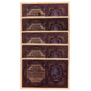 Marki Polskie set 5 sztuki - 1000 mpk 1919