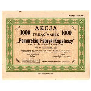 Pomorska Fabryka Kapeluszy, 1 em. - 1000 mkp.