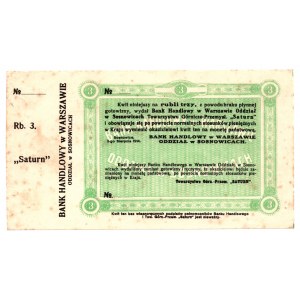 Saturn Sosnowice, Handelsbank in Warschau, 03.08.1914 - 3 Rubel