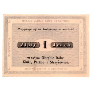 Bilet Prowentu Dóbr Kluki, Parzno i Strzyżewice - 1 złoty