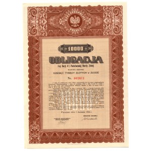 Anleihe 1. Serie 4% staatliche Goldrente für 10.000 Zloty in Gold 1936 - RARE