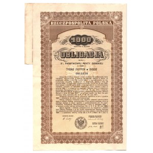 3% staatliche Landrente 1933, Anleihe für 1000 Zloty